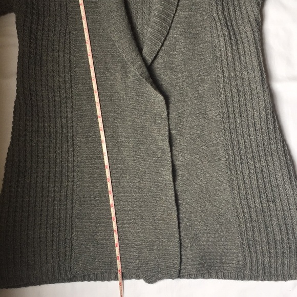Calypso Gray Wool Chunky Knit Open Long Cardigan - Picture 7 of 8